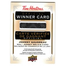 2021-22 Tim Hortons Johnny Gaudreau Jersey Relic Redemption Official Winner